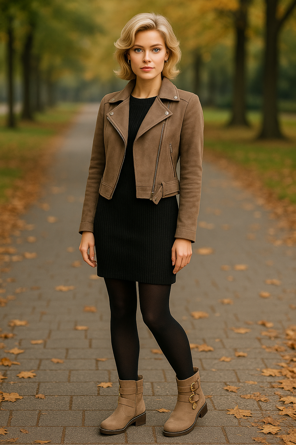 Damen Stiefeletten „Herz & Charme“ – Taupe Wildlederoptik mit goldenen Details