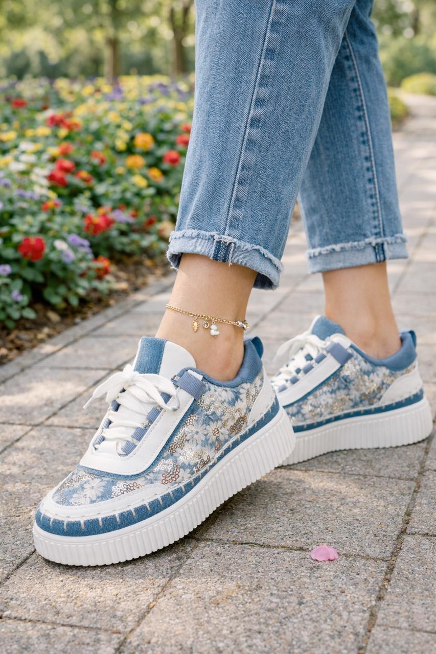 Damen Sneaker mit Blumenmuster